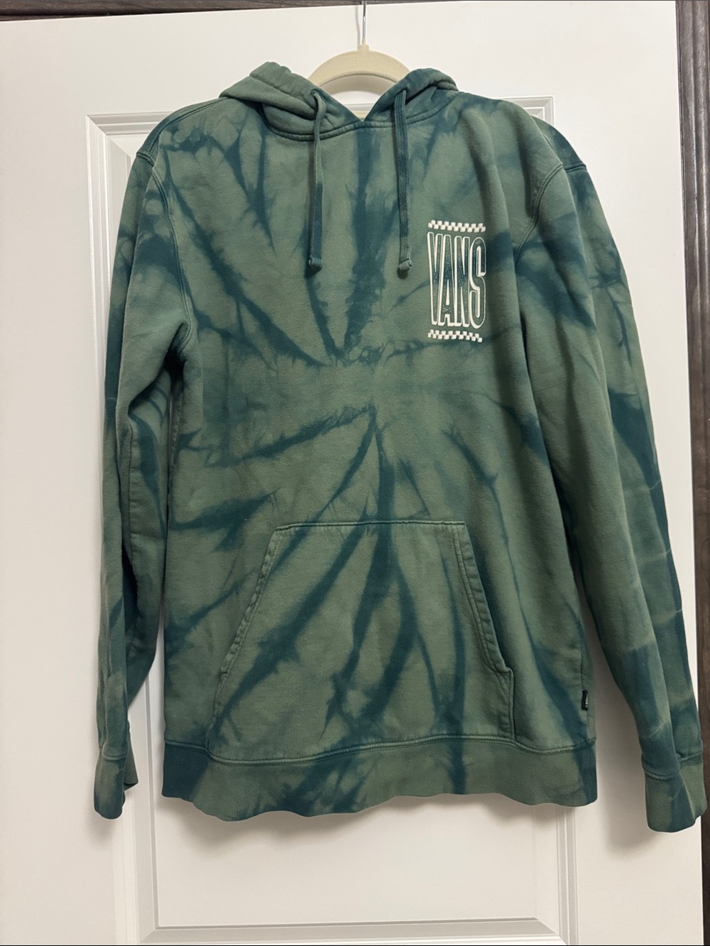 Vans Green Tie-Dye Pullover Hoodie with White Logo